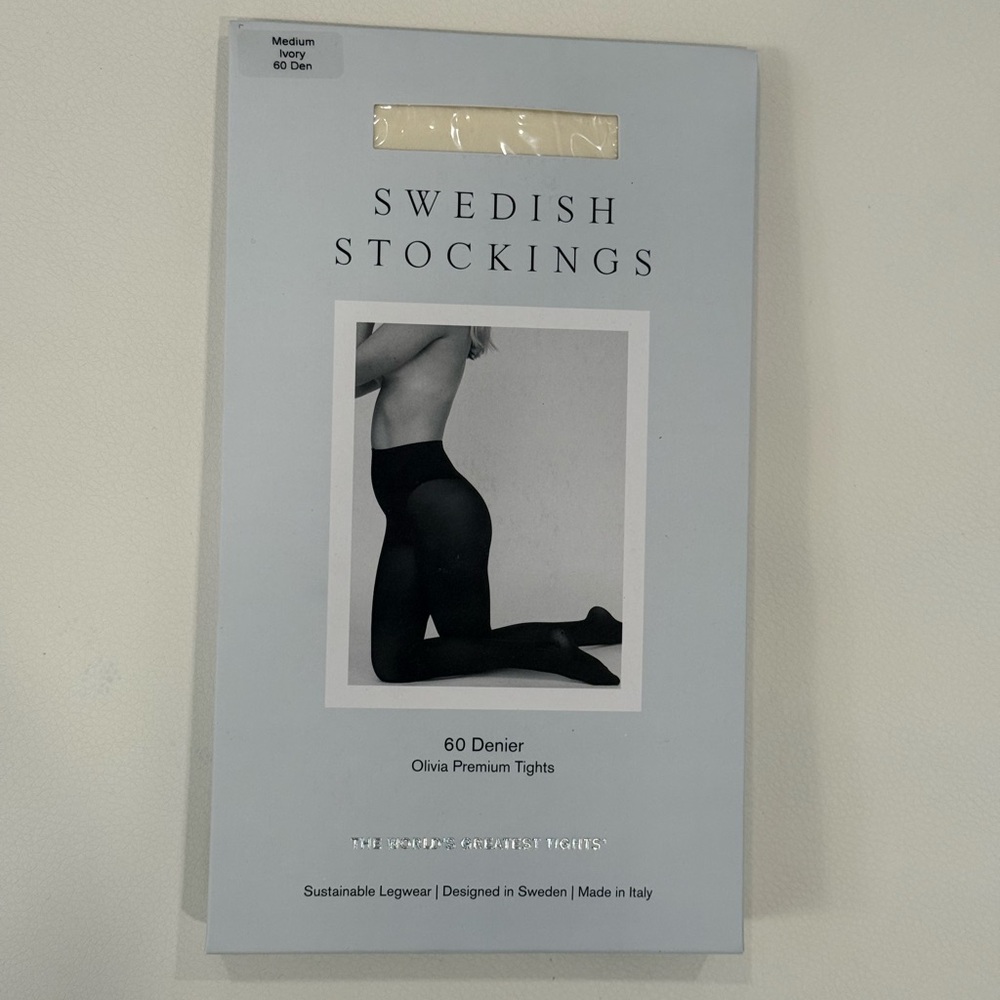NWT Swedish Stockings Olivia 60 Denier Tights Ivory / Size S